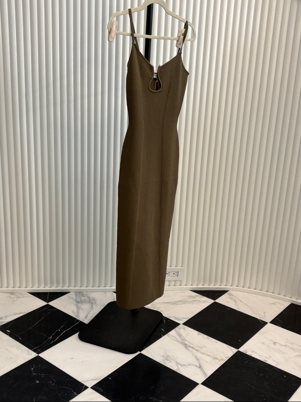 Ramy Brook Olive Green Midi Dress with Front Ring Detail